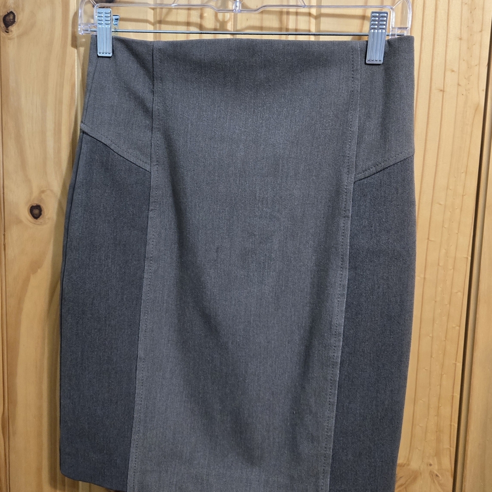 Express Grey Colorblock Pencil Skirt Leopard Print Lining Double Zip Front 0